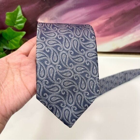 New David Donahue Paisley Silk Tie in Gray - Picture 6 of 9